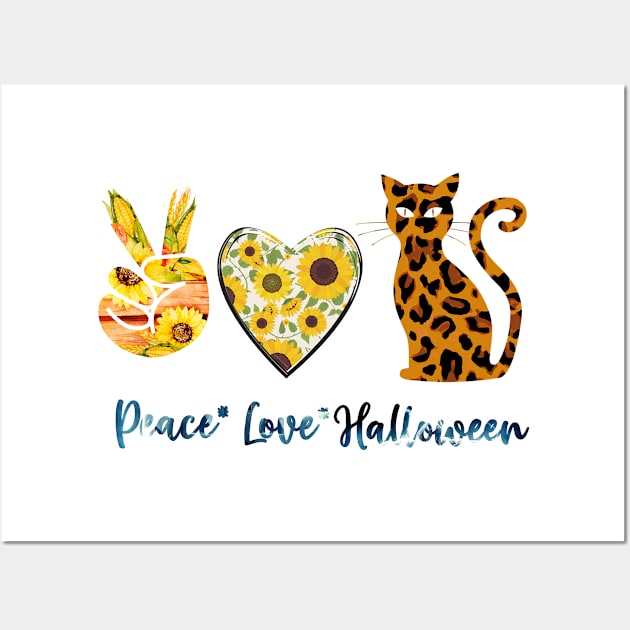 Peace Love Cats Halloween Funny Halloween Wall Art by Johner_Clerk_Design